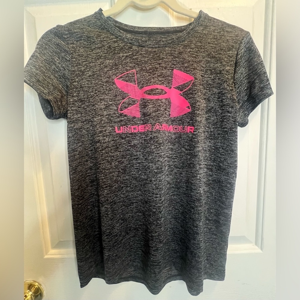 Under Armour Gray T-Shirt with Pink Logo